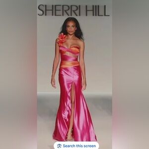 Sherri Hill One Shoulder Pink and Orange Dress, Style 57152, Sz 2